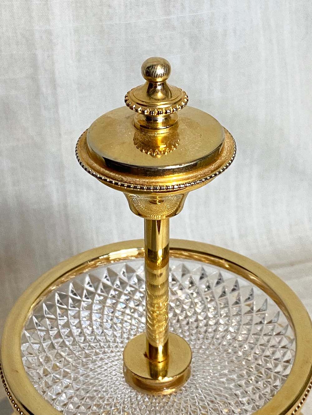 Double dessert display. Glass and gilded metal. Very good condition