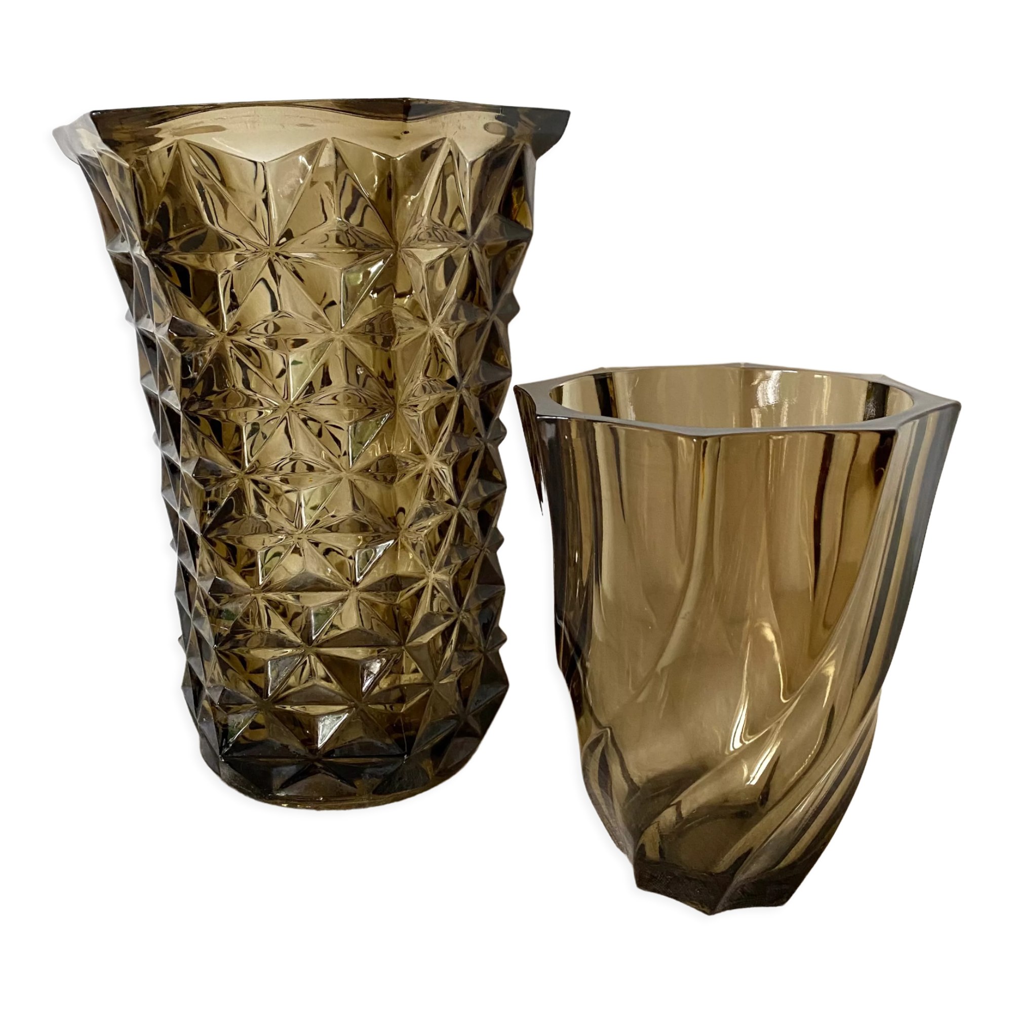 Vintage smoked glass vases