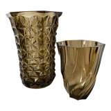 Vintage smoked glass vases