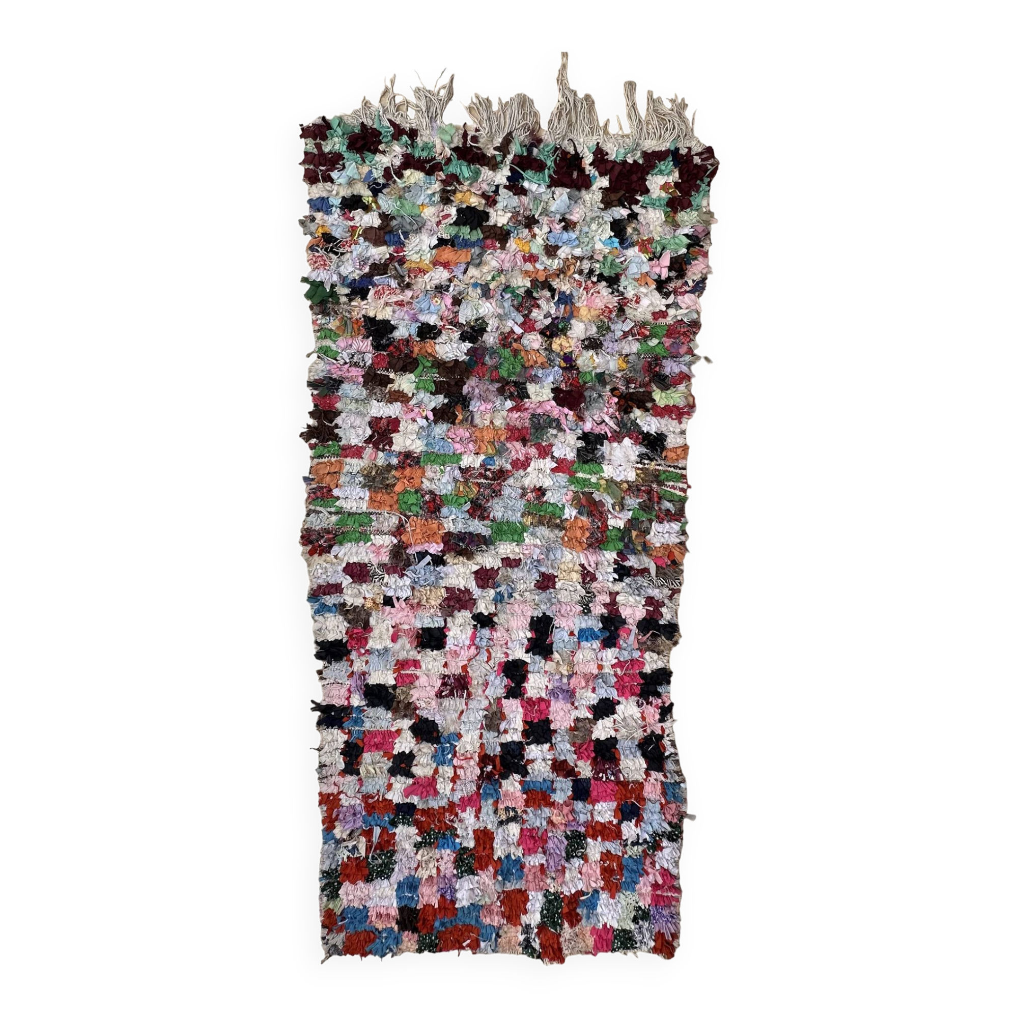 Tapis Berbère Boucherouite coloré - 102 x 239 cm