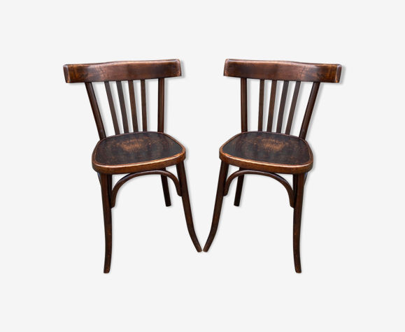 Paire de chaises bistrot brasserie colmar 1950