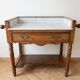 Antique dressing table in solid walnut and white marble.