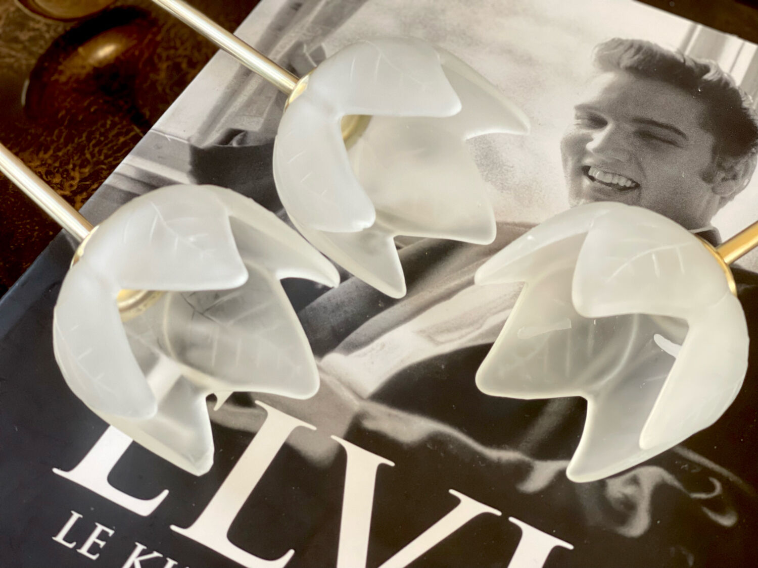 3 glass and brass candle holders