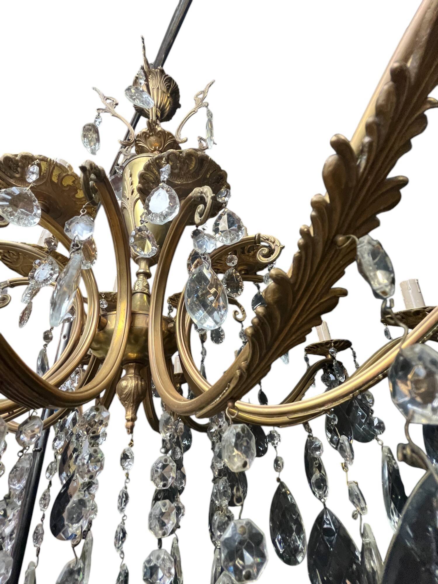 Napoleon III chandelier bronze brass crystal 18 lights late 19th century