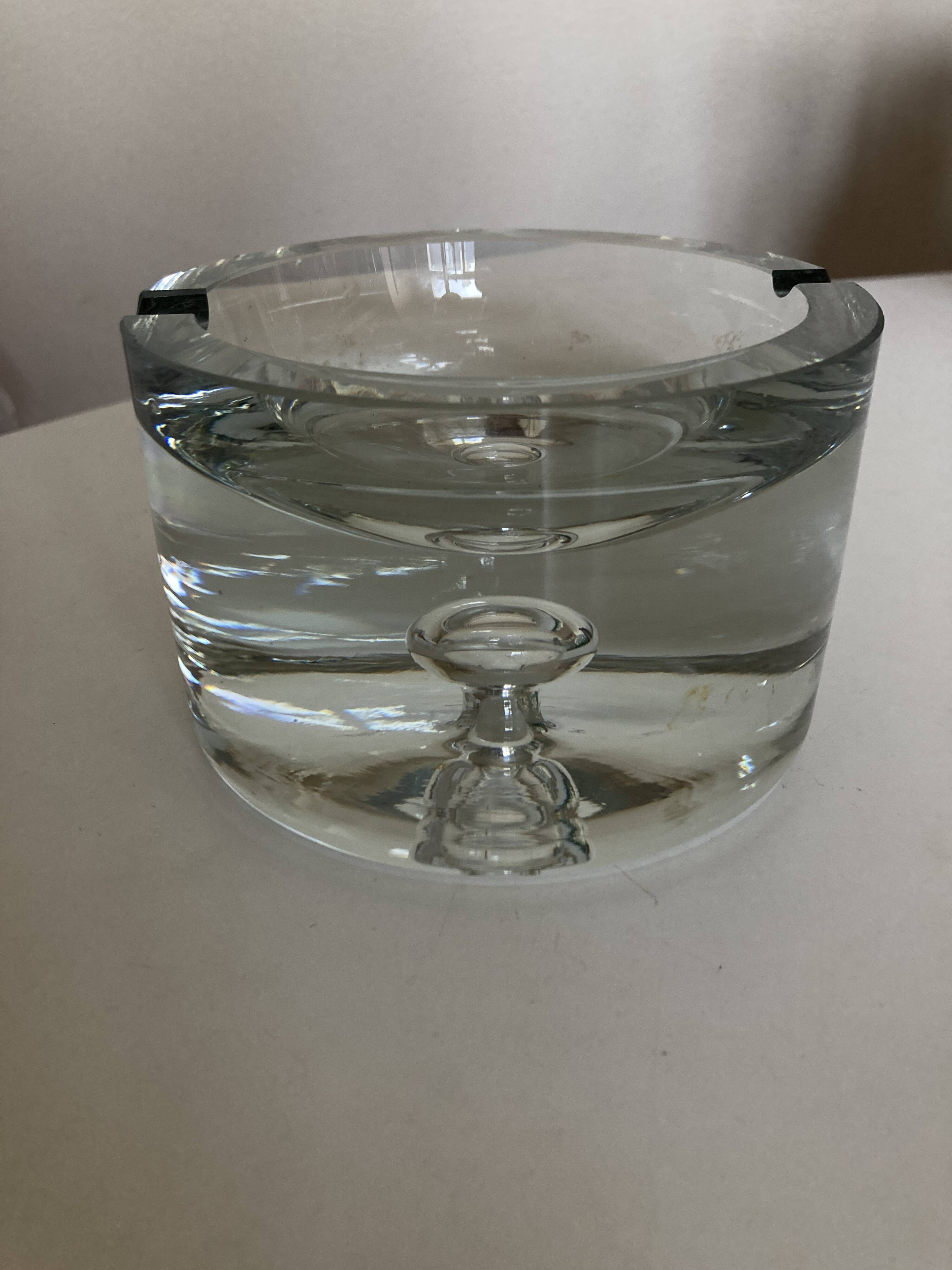 Scandinavian XXL ashtray Bubble in crystal Sweden mid century modern 1970