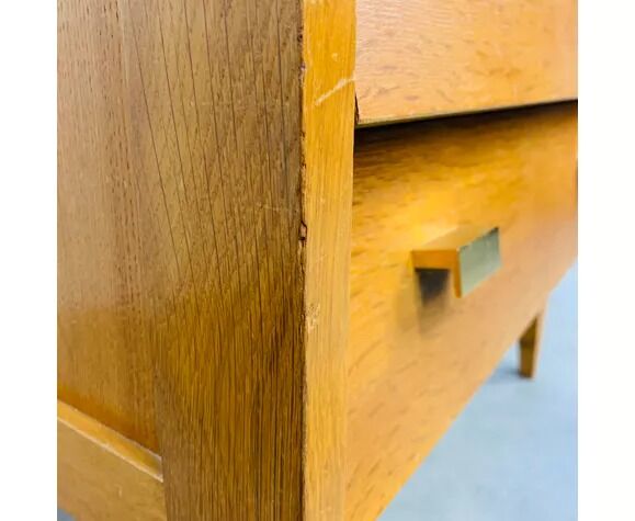 Chest of drawers chiffonnier feet compass 50s blond wood