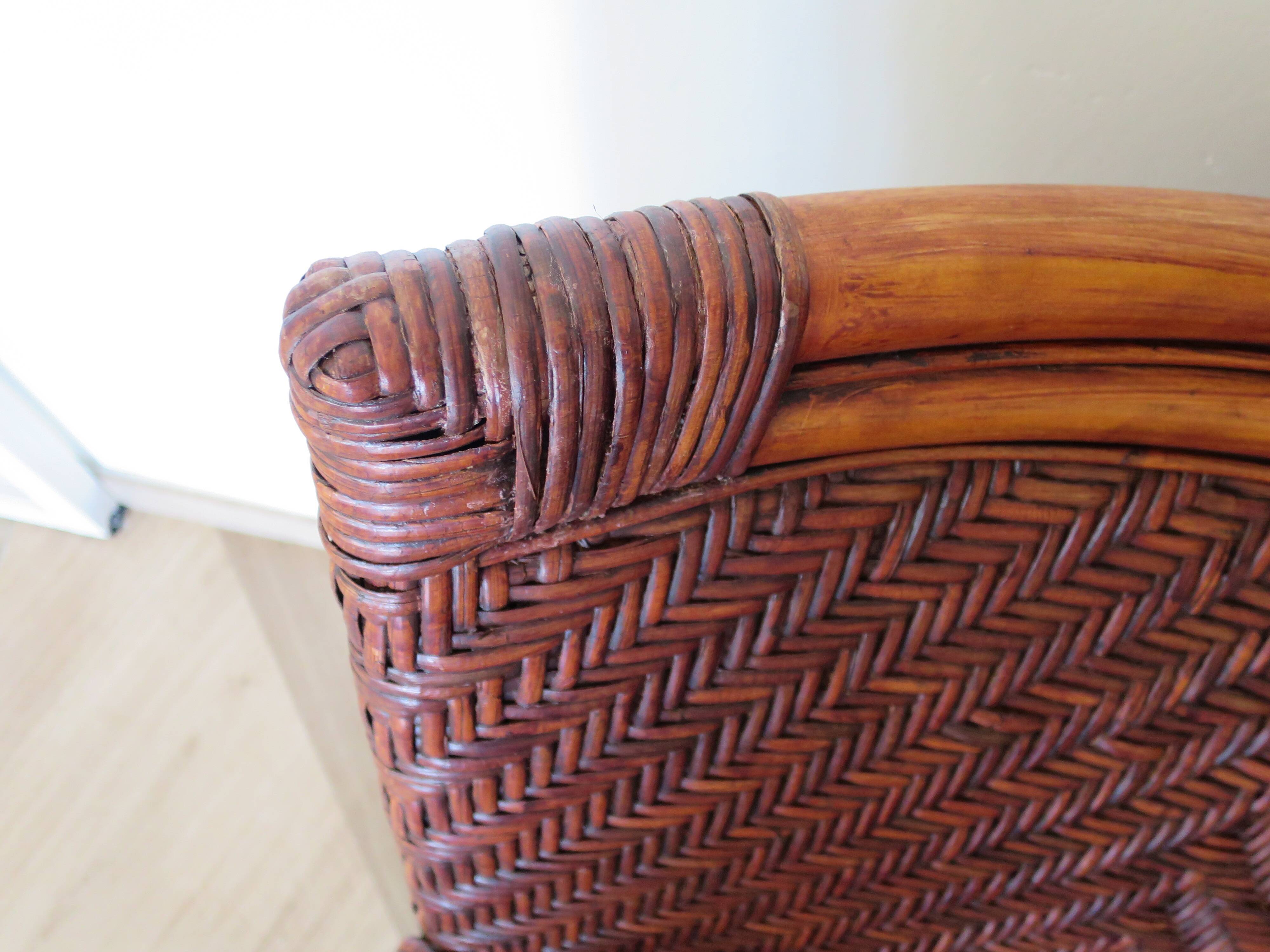 Woven rattan armchair, 1980s