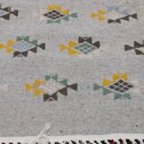 Tapis gris à motifs multicolores fait main traditionnel  180x120cm