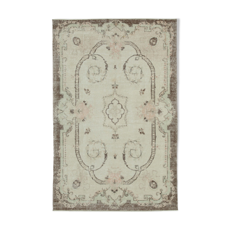 Tapis décoratif beige turc noué à la main 195 cm x 303 cm - 36570