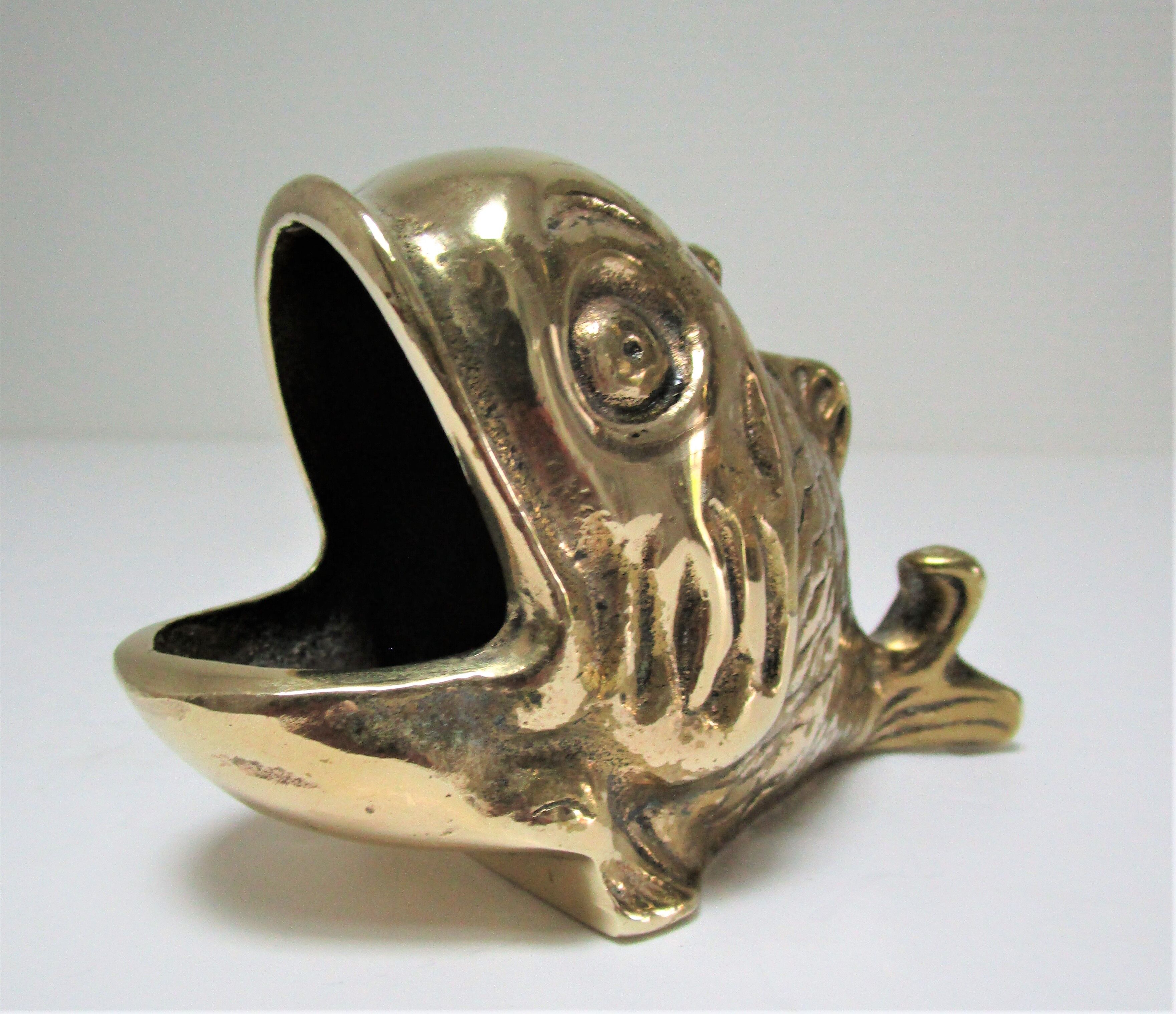 Zoomorphic ashtray golden bronze fish Vintage Peerage