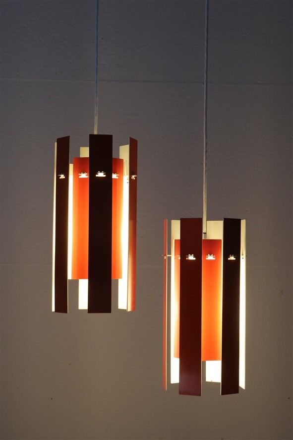 Set of 2 Fog & Mørup / Henning Rehhoff 'Cocktail' pendant lamps / Mid-century Danish modern design / 1970s