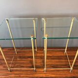 Pair of pieces of regency brass sofas and 60s glass