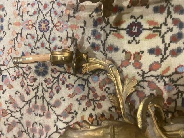 Pair of gilded bronze wall sconces with two lights - Louis XV style