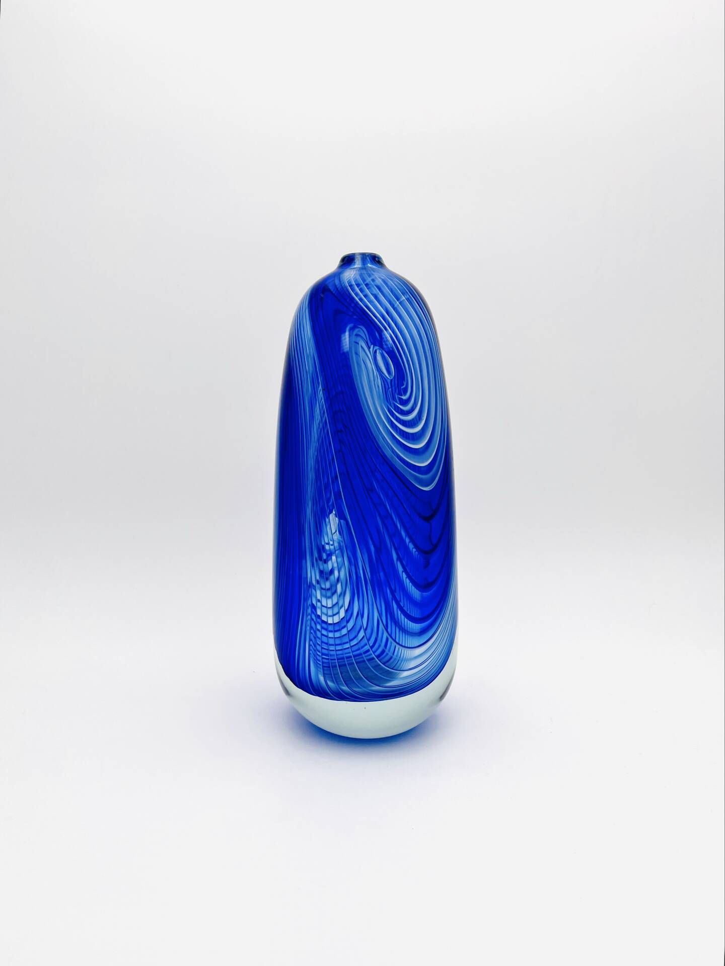 Large Vase R Pierini 1998 Blue White Glass Bubble 31cm 5kg Signed