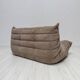 1990s vintage original taupe Alcantara Togo 2-seater by Michel Ducaroy for Ligne Roset