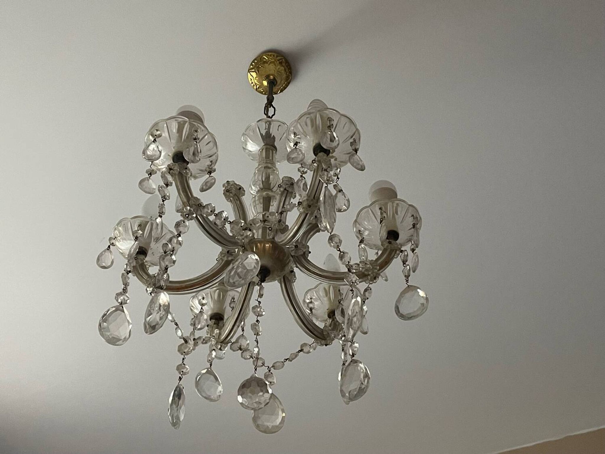 Lustre ancien pampilles  5 branches murano