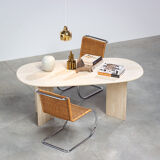 1970 oval architectural travertine dining table