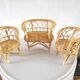 Fauteuils et canapé miniatures en osier design années 70