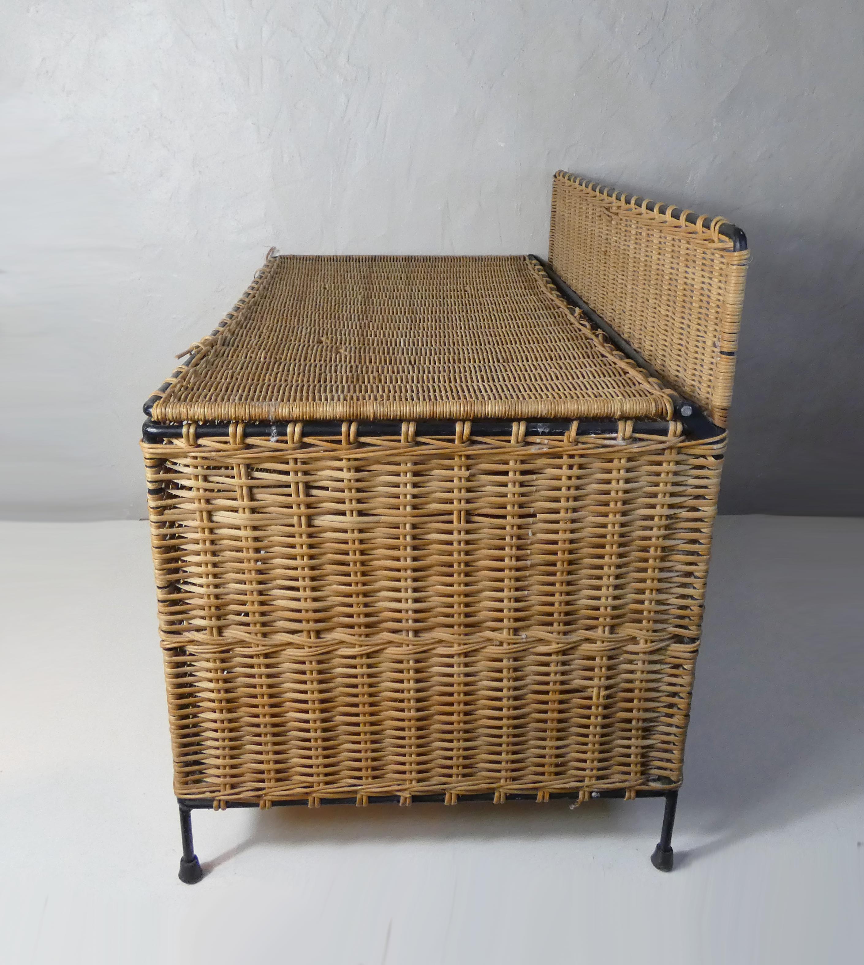 Rattan and metal chest