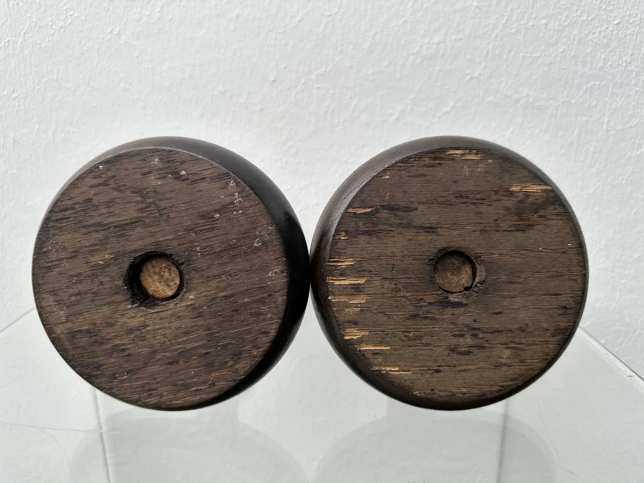 Pair of English oak Barley Twist candlesticks
