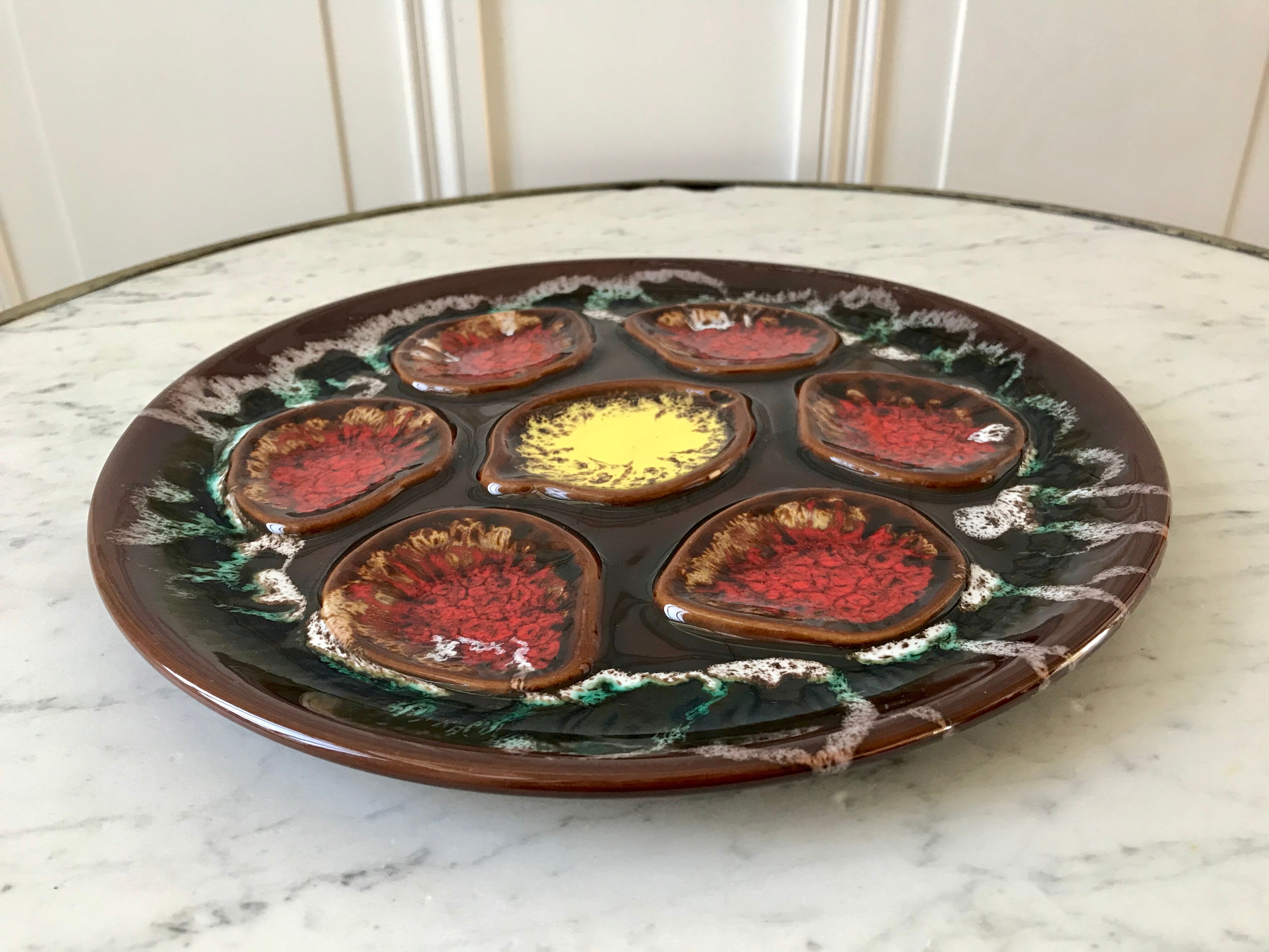 Oyster dish Vallauris style 70s