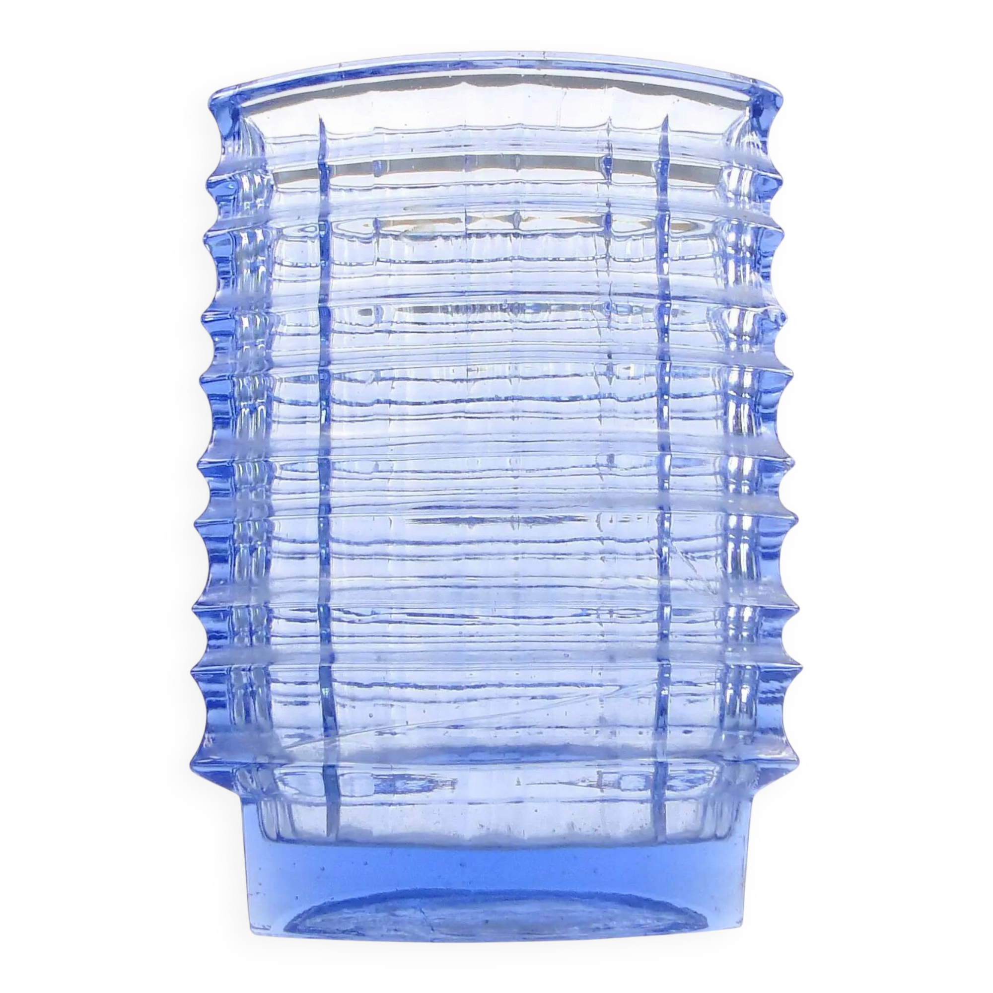 Vase optique, moderne du milieu du siècle, en verre transparent, conçu par J. Drost, Ząbkowice, Pologne, années 1970.