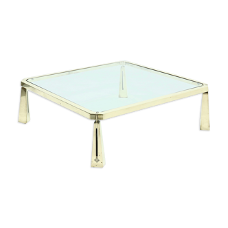 Solid brass sculptural coffee table by Peter Ghyczy 1980s