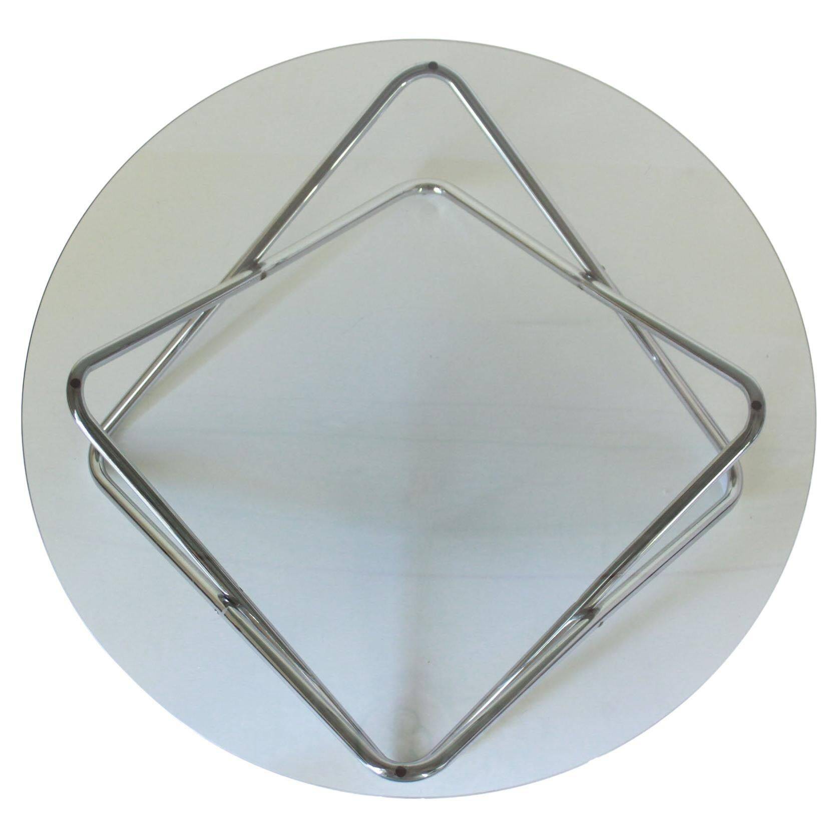 1970s vintage smoked glass and chromed round coffee table