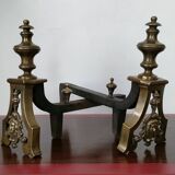 Pair of Louis-Philippe andirons with Caryatids - Bronze, cast iron - 19th century