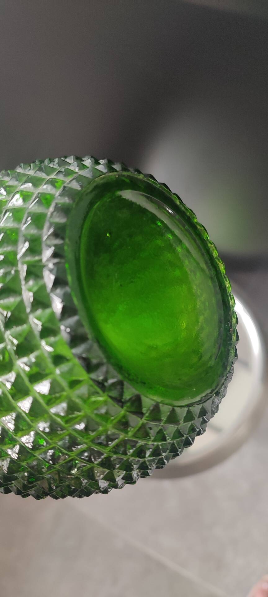 Empoli olive green bottle vase with diamond point - 39 cm