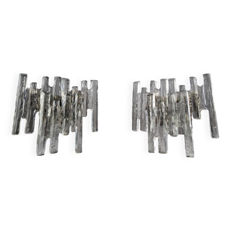 Pair of Ice Glass Sconces by Kalmar, 1970s
