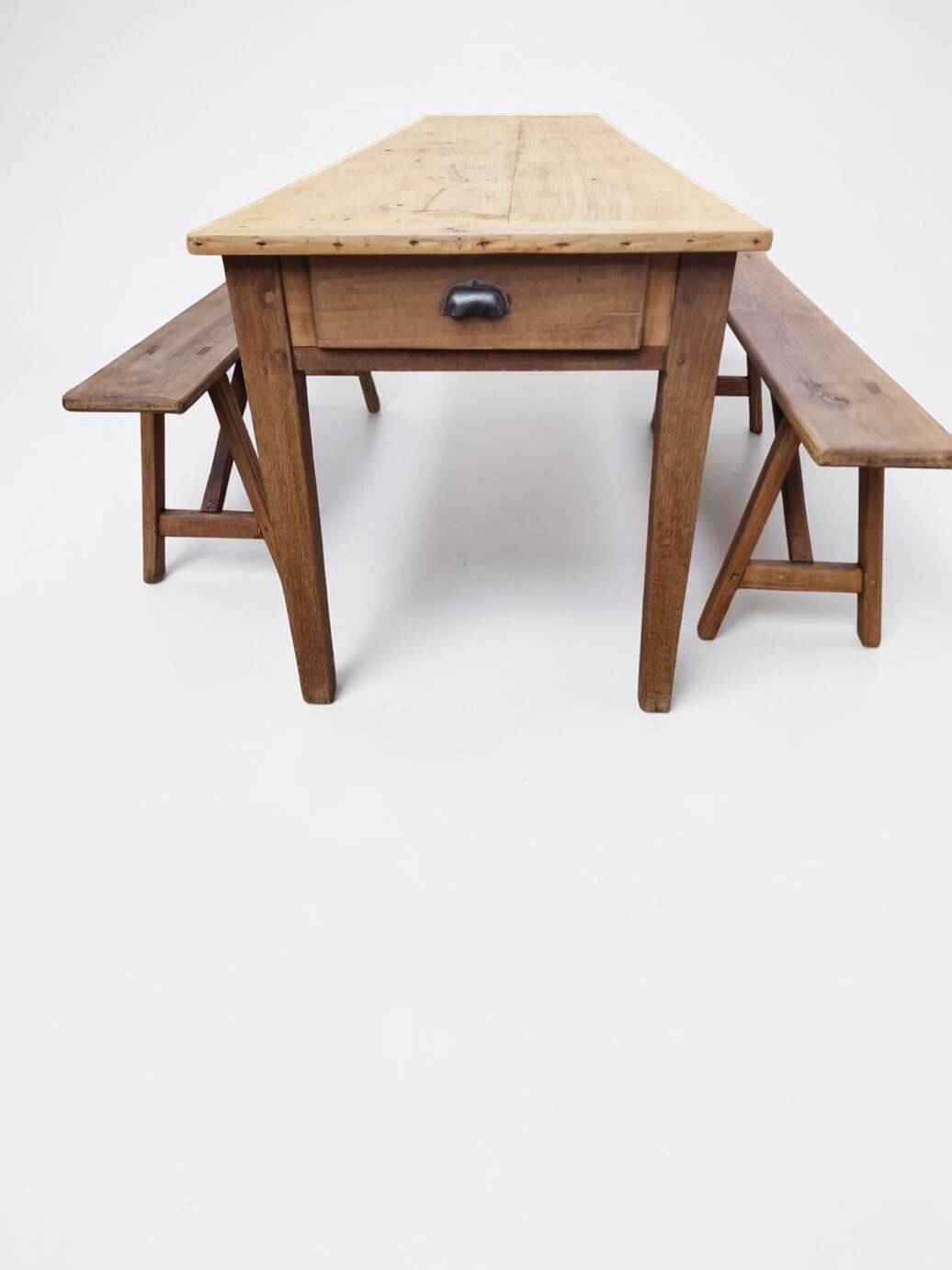 Large farmhouse table + two benches