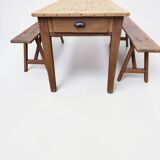 Large farmhouse table + two benches