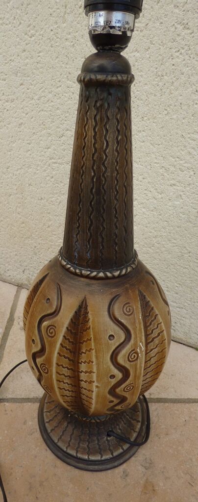 Large African Style Ceramic Lamp Stand