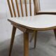 Pair of Baumann Menuet chairs, Honey patina, White skai seat