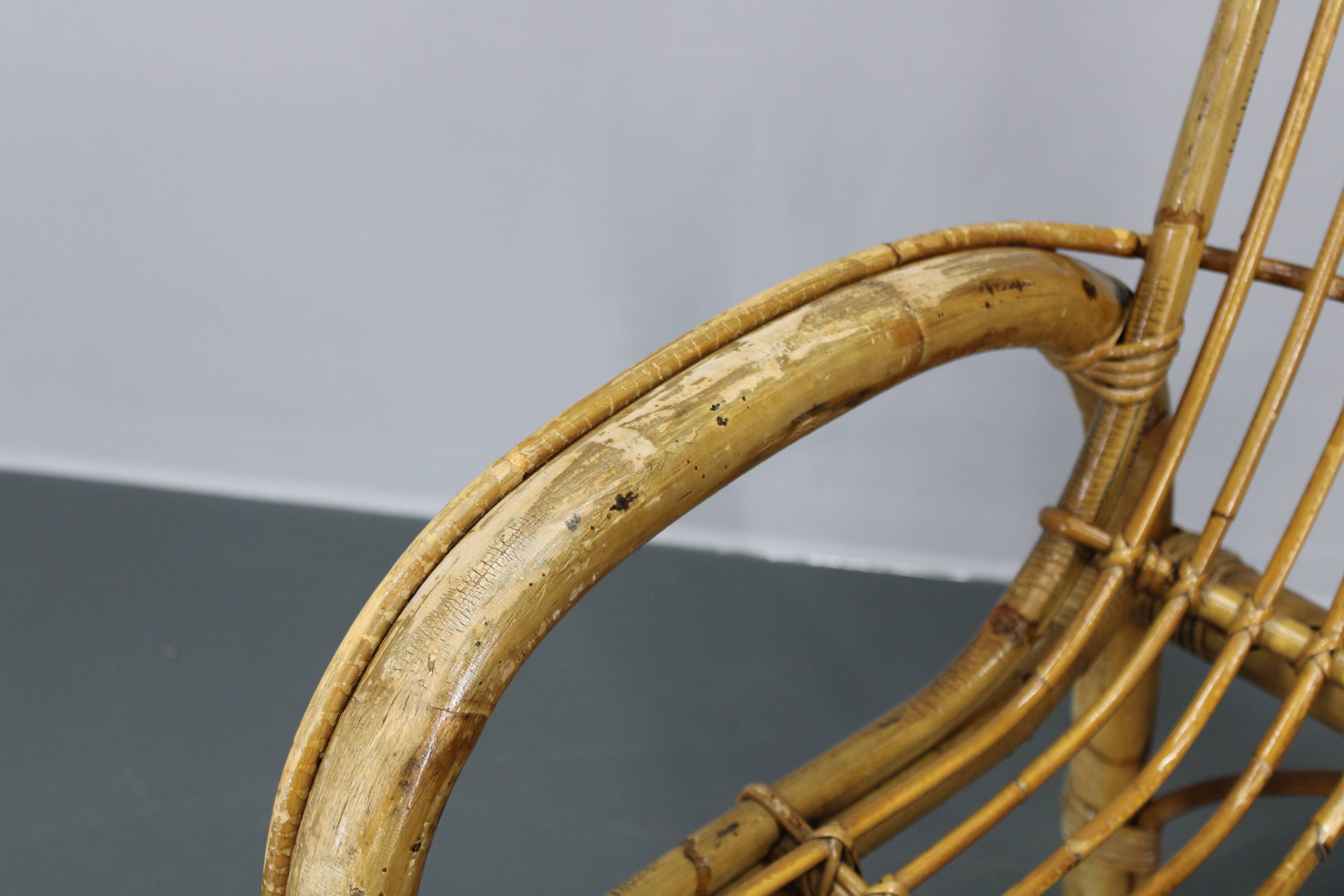 1950s “French Riviera” Rattan Armchair, Italy