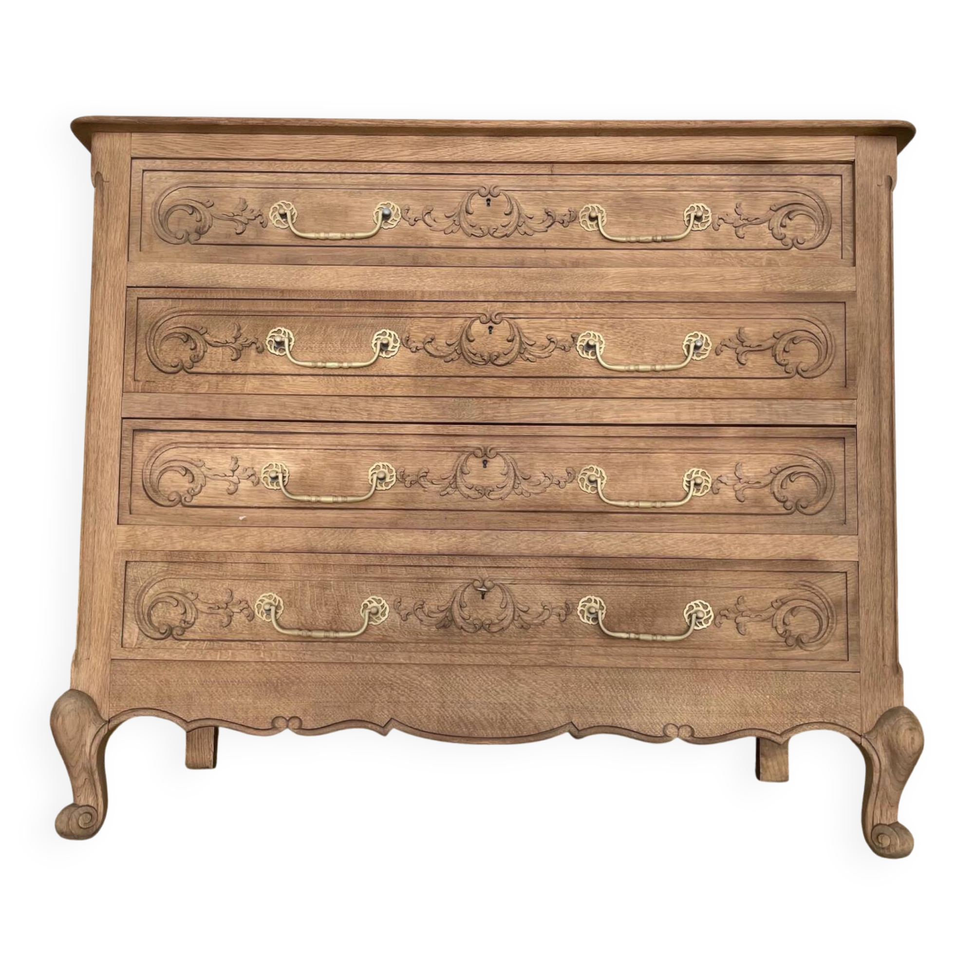 Large stripped oak chest of drawers