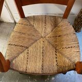 provençal armchair with dark beech armrests two-tone straw seat