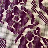 Vintage Romanian carpet floral design brown on yellow background 251x150cm