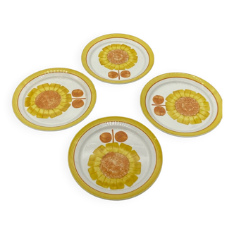 Série d’assiettes plates Alice Digoin Sarreguemines vintage, fleurs, tournesol 🌻