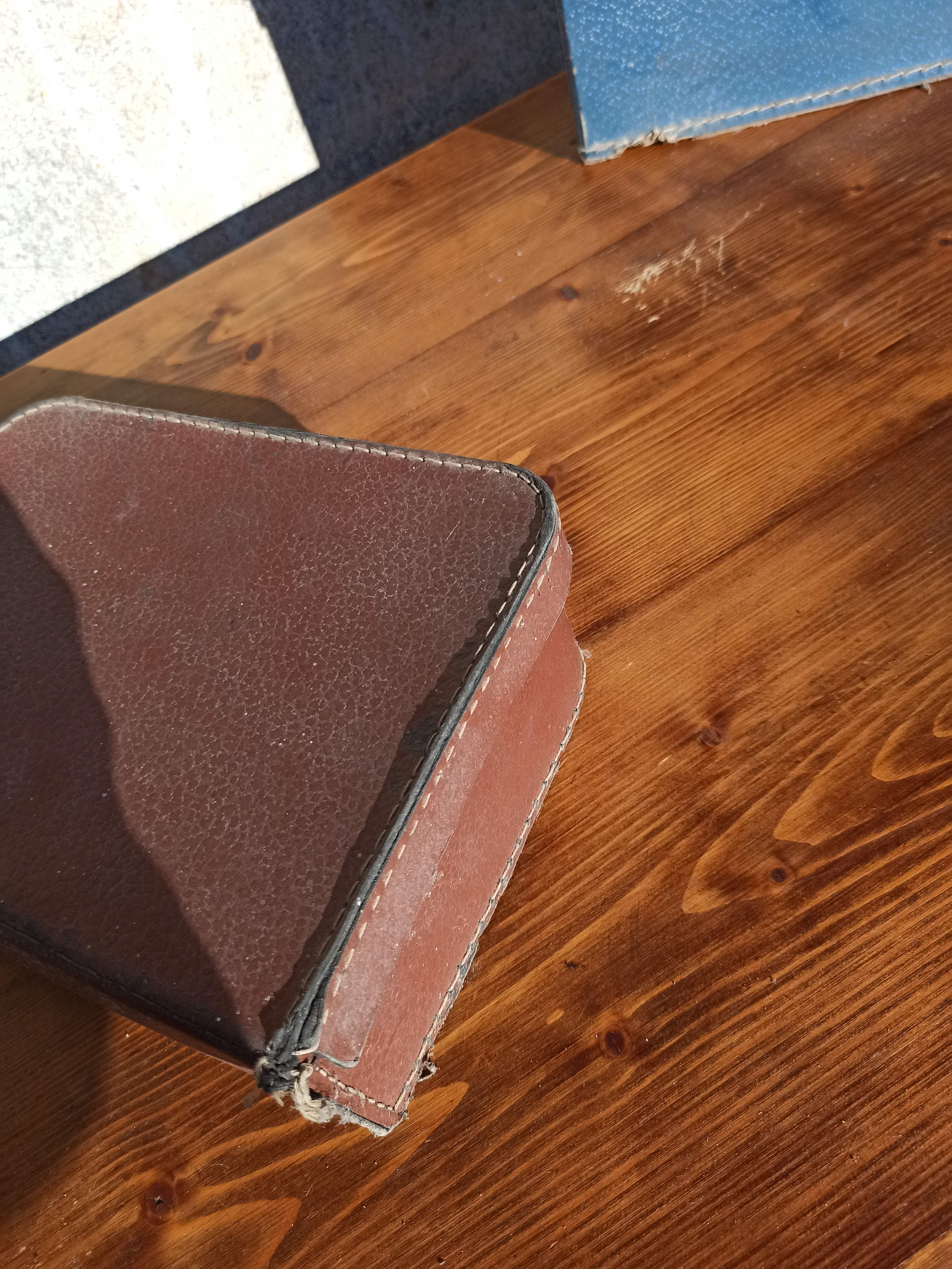 Set of 3 old cardboard suitcases