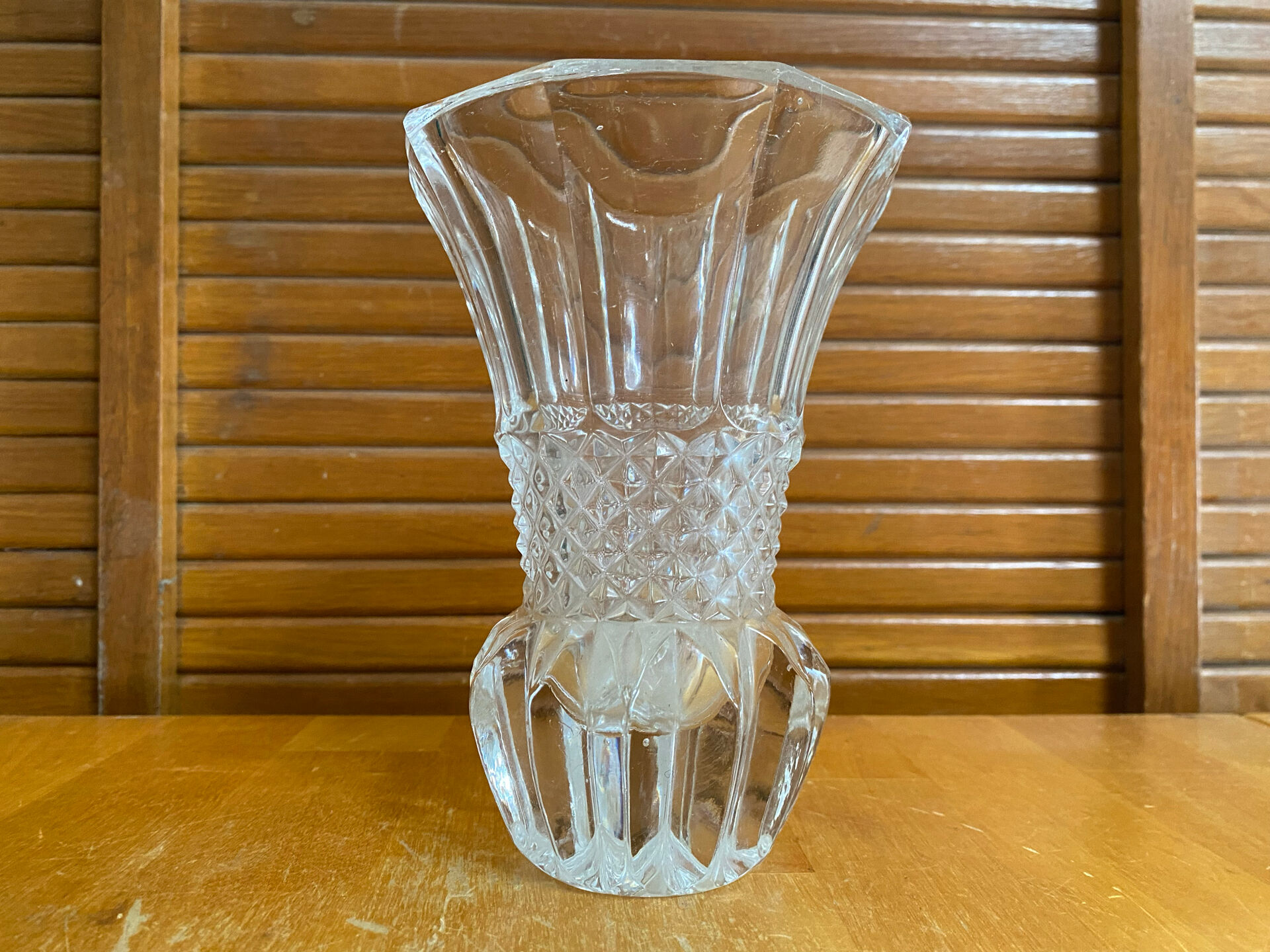 Antique vase val saint lambert model baden diamond cut crystal vintage