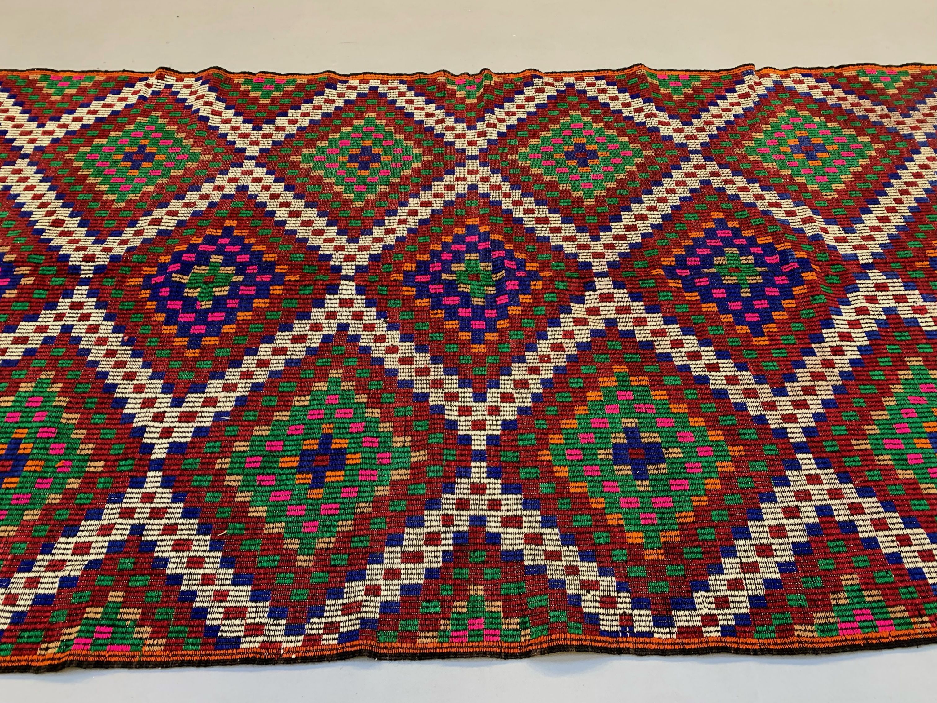 Large Vintage Turkish Kilim Rug 354x178 cm Wool Jajim Kelim