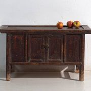 Chinese low altar cabinet with two doors and dark patina – China, around 1900
