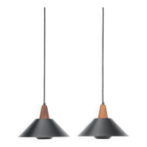 Set of 2 black mid-century pendant lamps by Elfi / 1960s / 1970s / Danish modern design