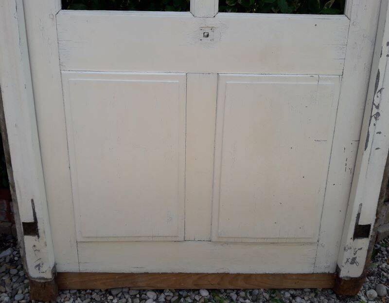 Old glazed door 211.5x105.5cm and its entrance door frame.