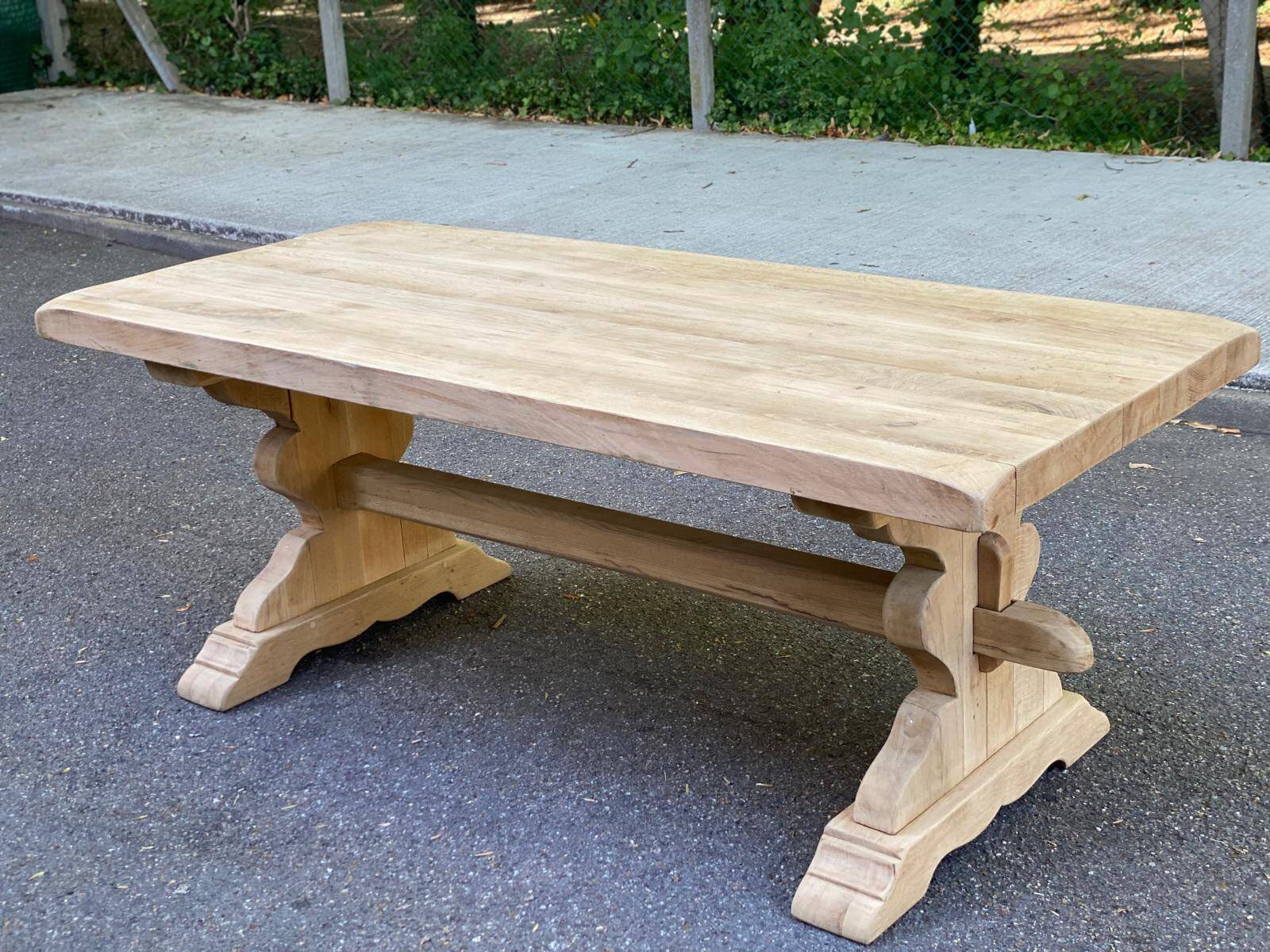 Large stripped solid oak monastery table – 200 cm