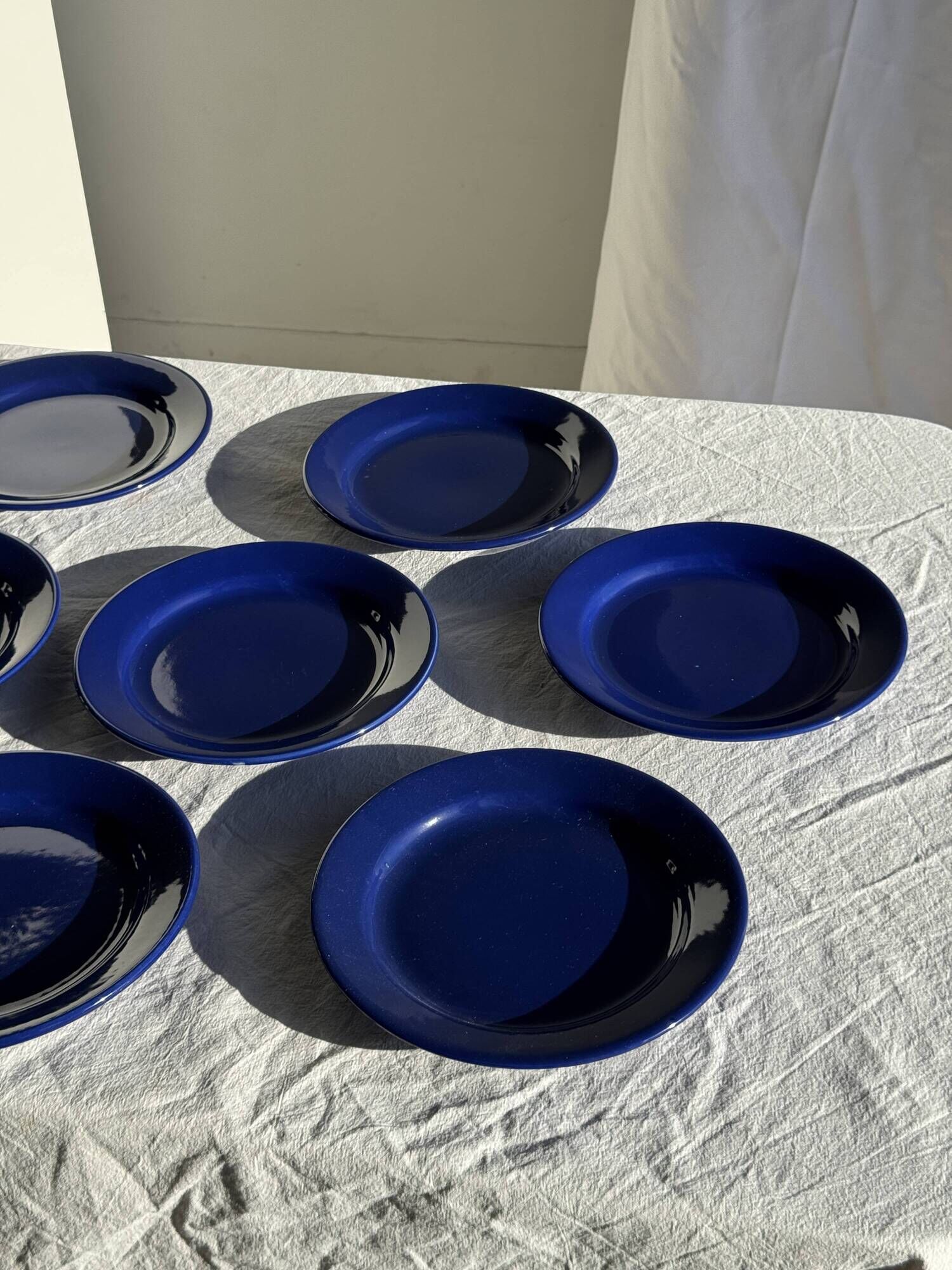 Set of 12 vintage blue ceramic plates D23
