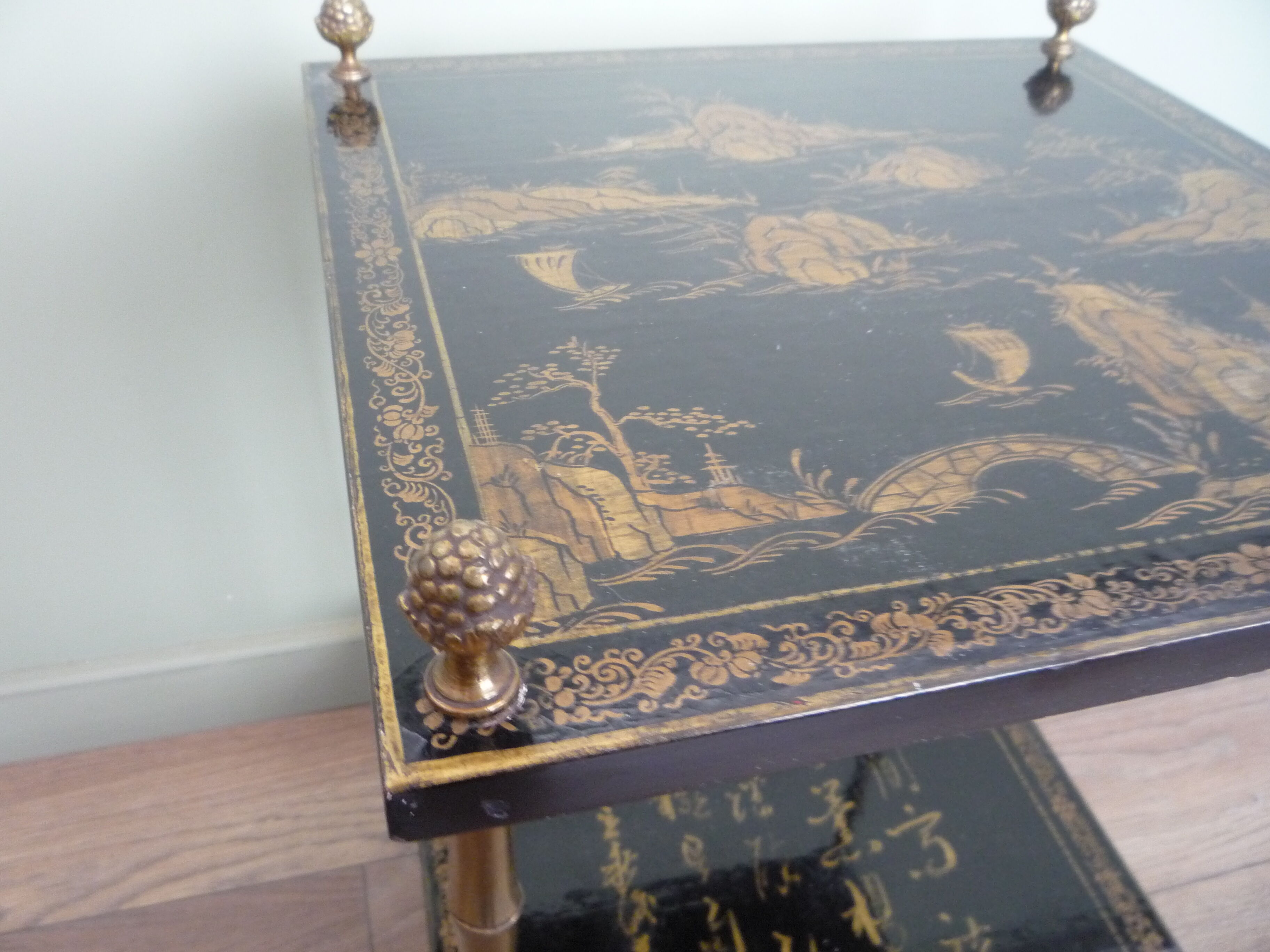 Table Maison Baguès Paris, bronze bambou et laque de chine