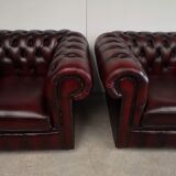 Chesterfield burgundy leather armchairs